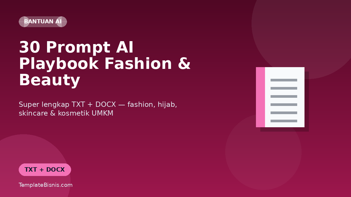 30 Prompt AI Playbook Super Lengkap Fashion & Beauty UMKM