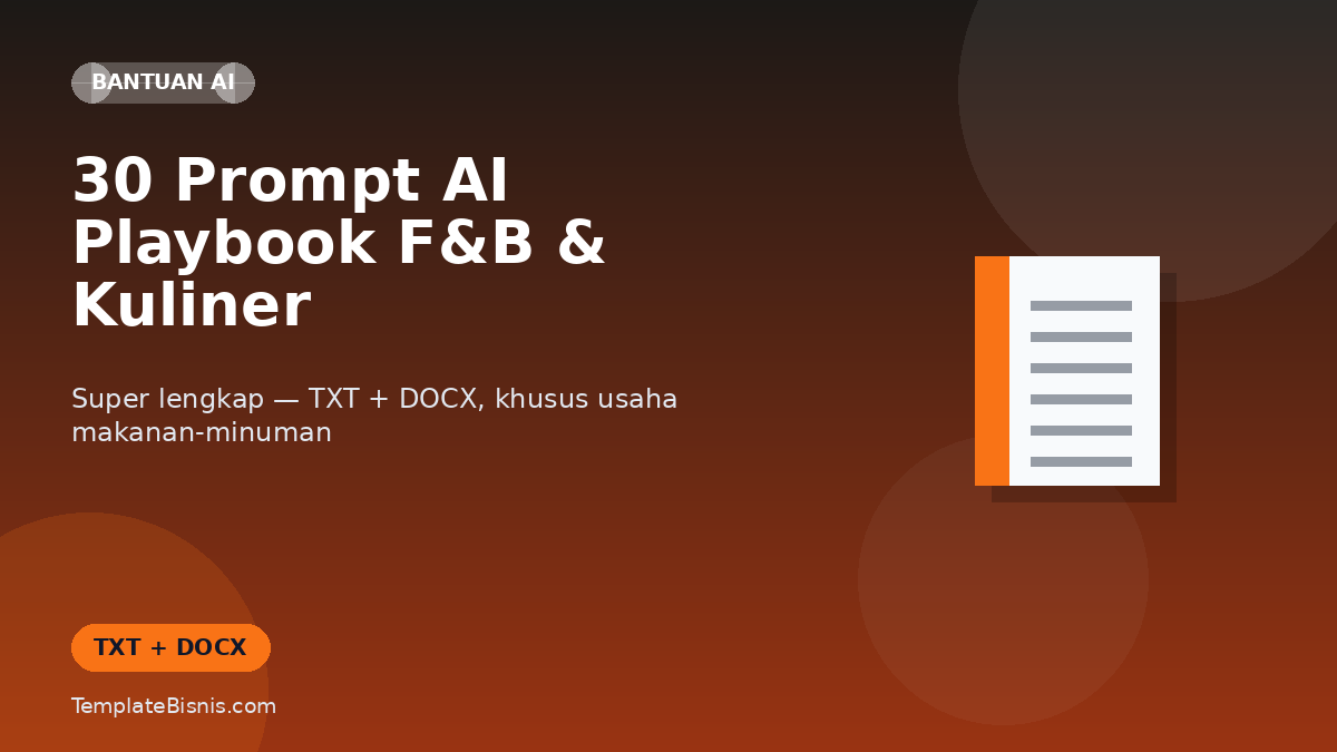 30 Prompt AI Playbook Super Lengkap F&B & Kuliner UMKM