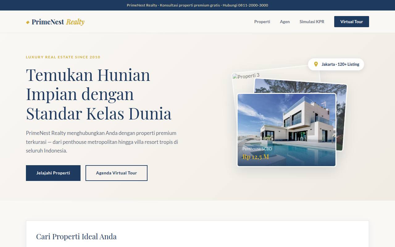 Template Website Agen Properti - PrimeNest Realty