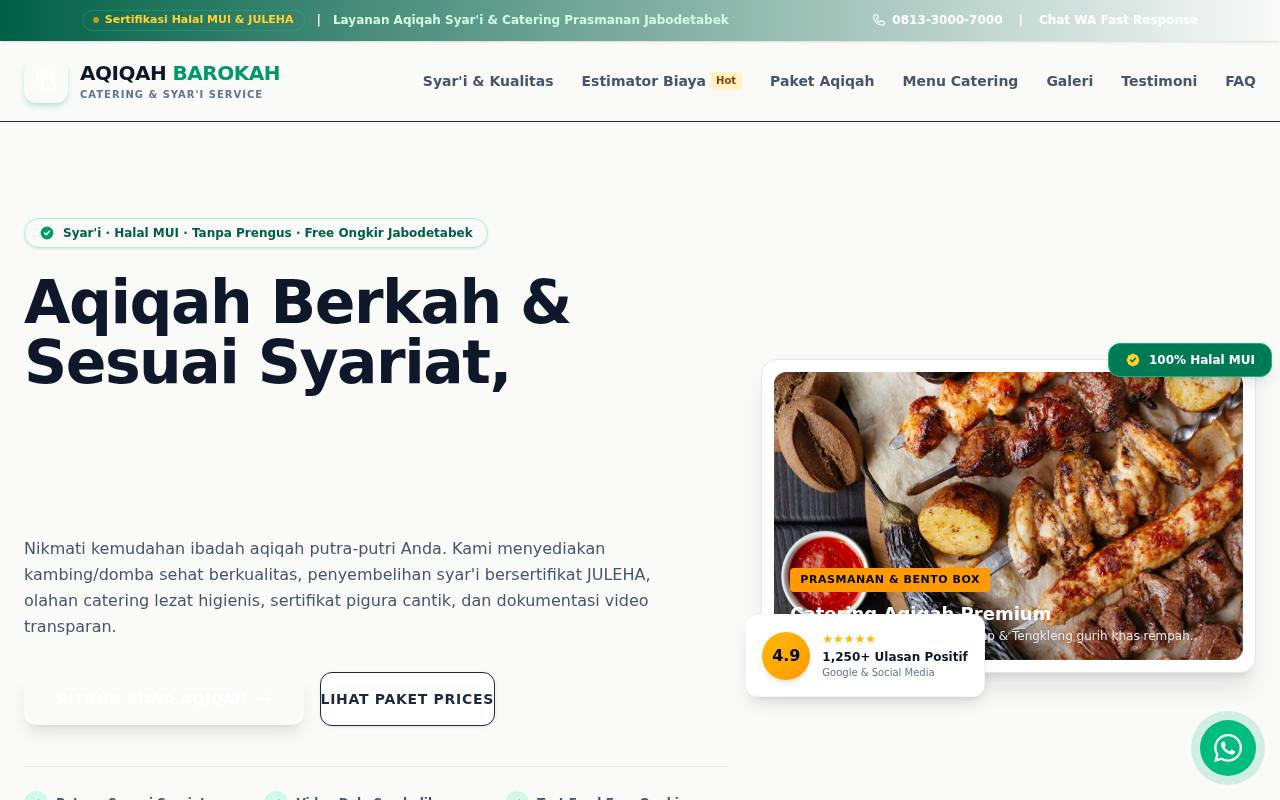 Template Website Aqiqah & Catering - Aqiqah Catering Template (Light Mode Theme)
