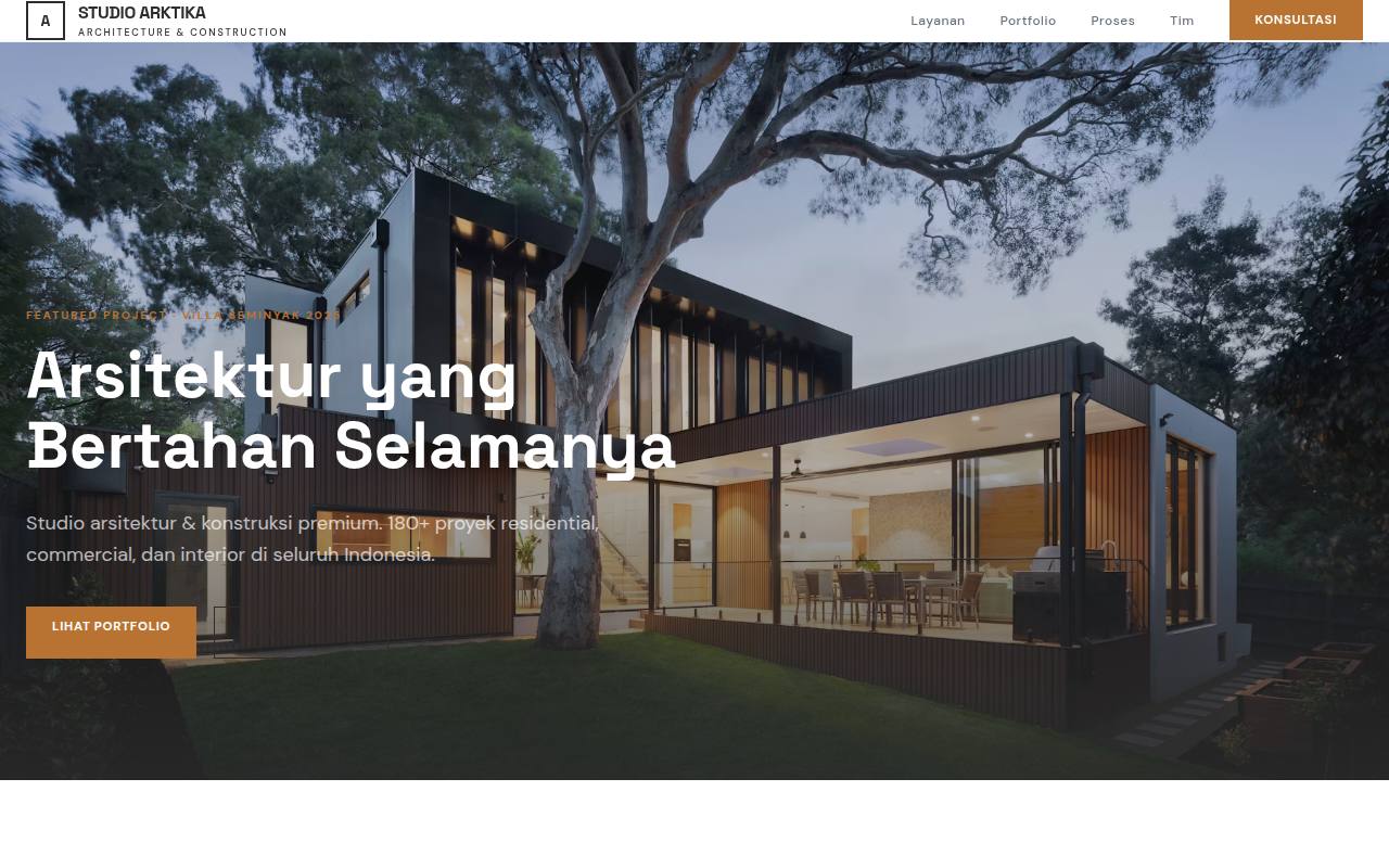 Template Website Arsitek & Konstruksi - STUDIO ARKTIKA
