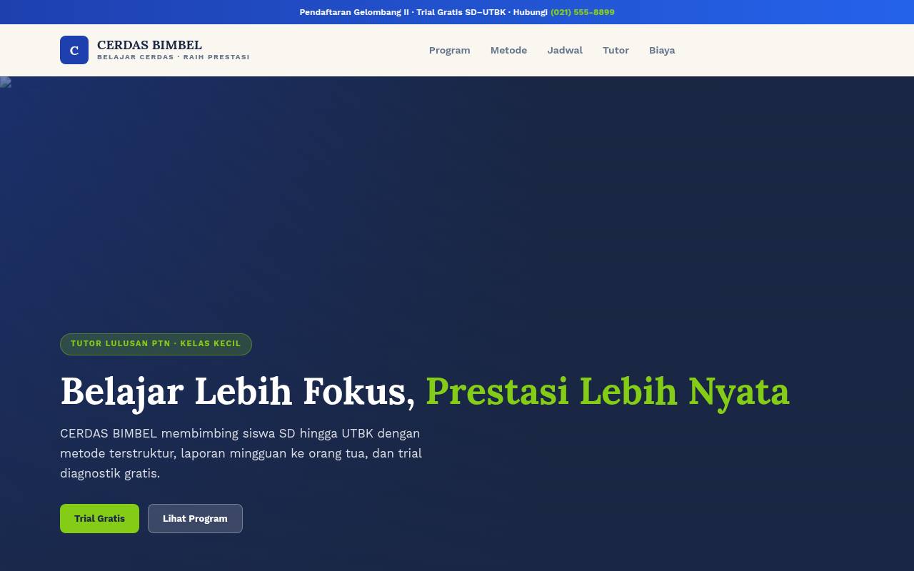 Template Website Bimbingan Belajar (Bimbel) - CERDAS BIMBEL