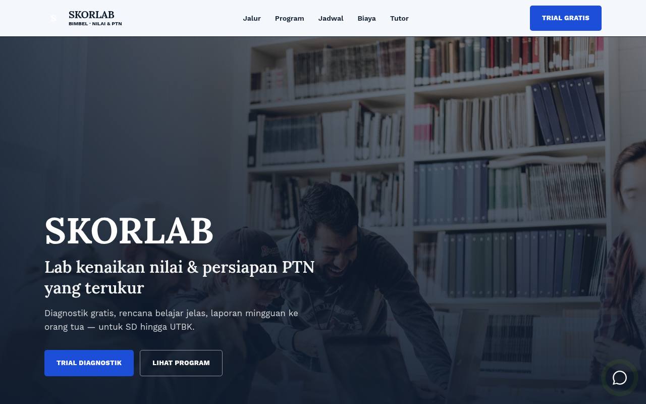 Template Website Bimbingan Belajar - SKORLAB Bimbel