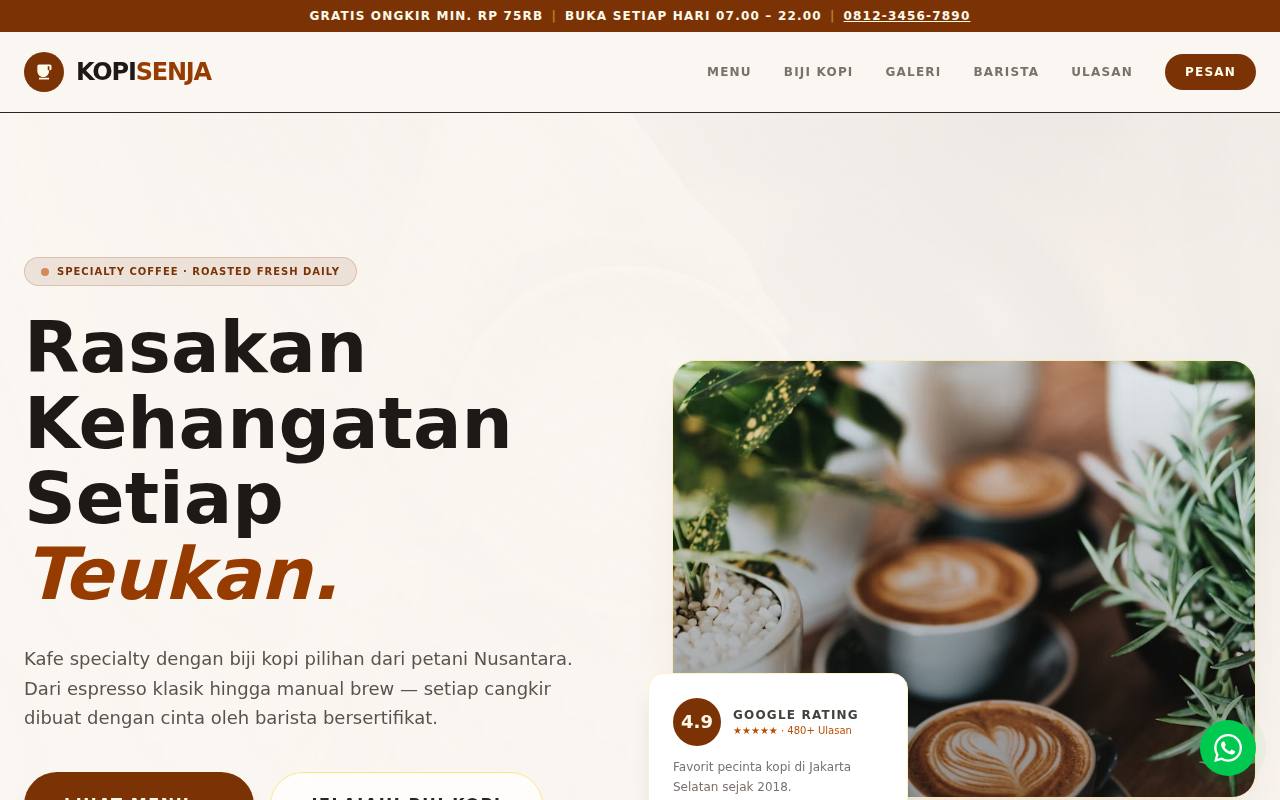 Template Website Cafe Coffee Shop - Cafe & Coffee Shop