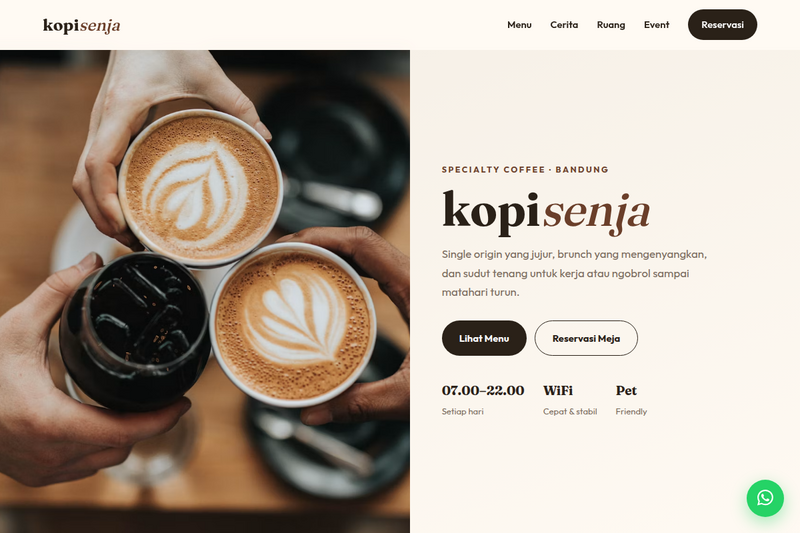 Template Website Cafe Coffee Shop - Kopi Senja