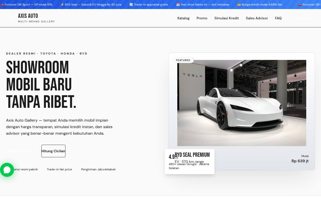 Template Website Dealer Mobil Baru - Axis Auto Gallery