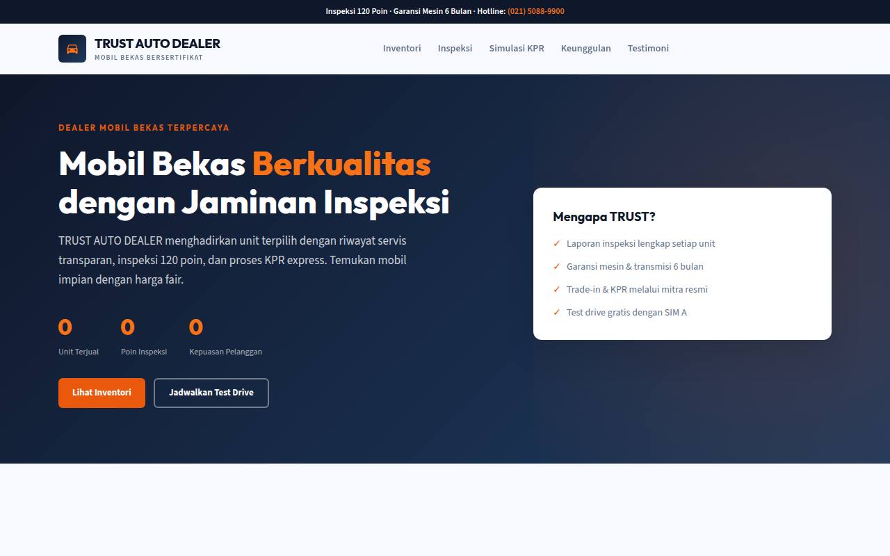 Template Website Dealer Mobil Bekas - TRUST AUTO DEALER