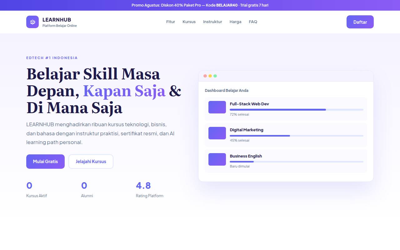 Template Website E-learning Platform - LEARNHUB