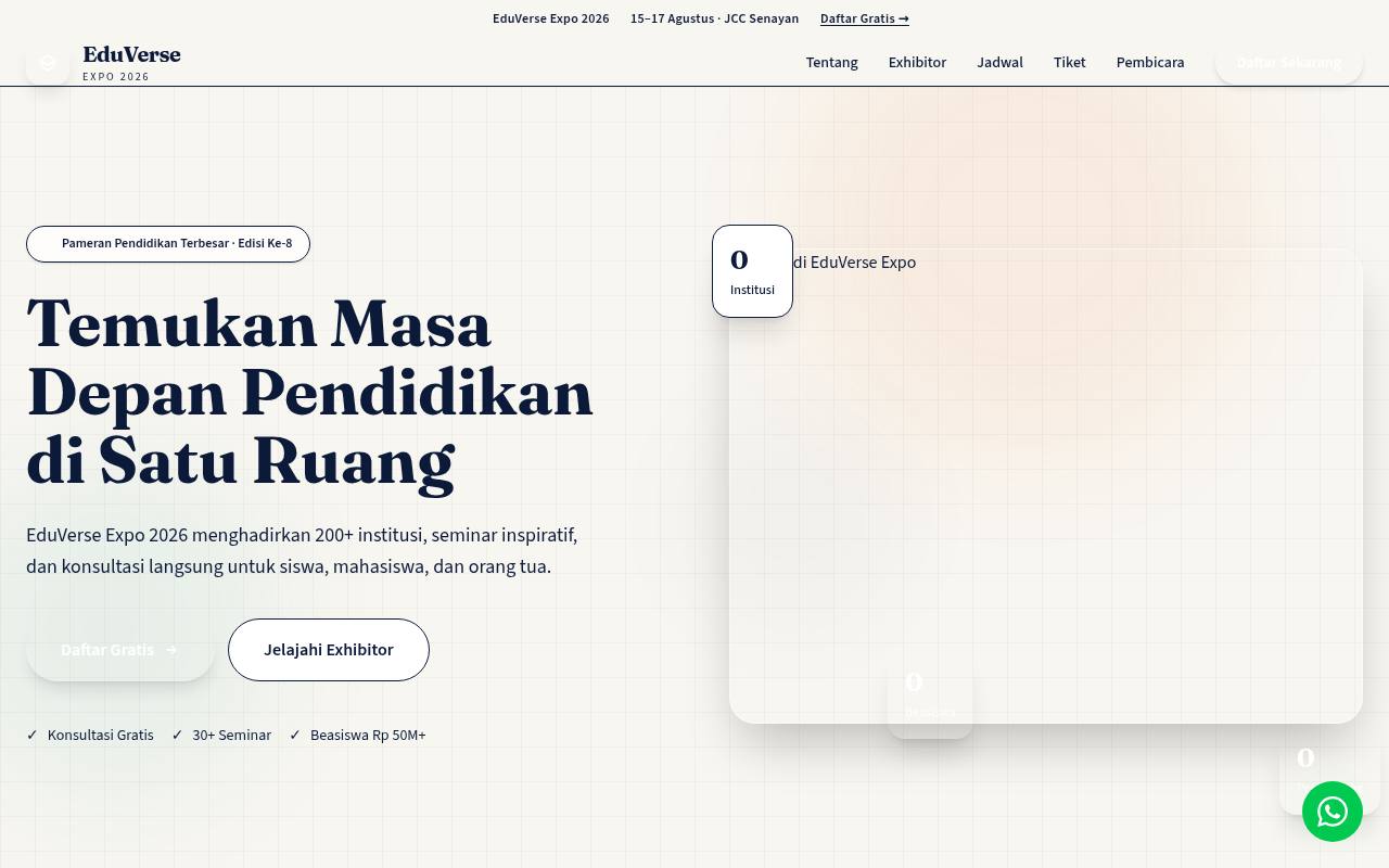 Template Website Expo Pendidikan - EduVerse Expo 2026