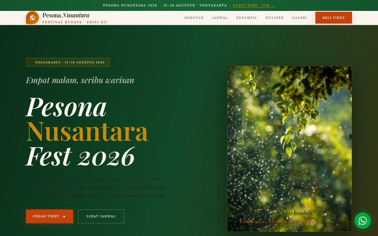 Template Website Festival Budaya - Pesona Nusantara Fest