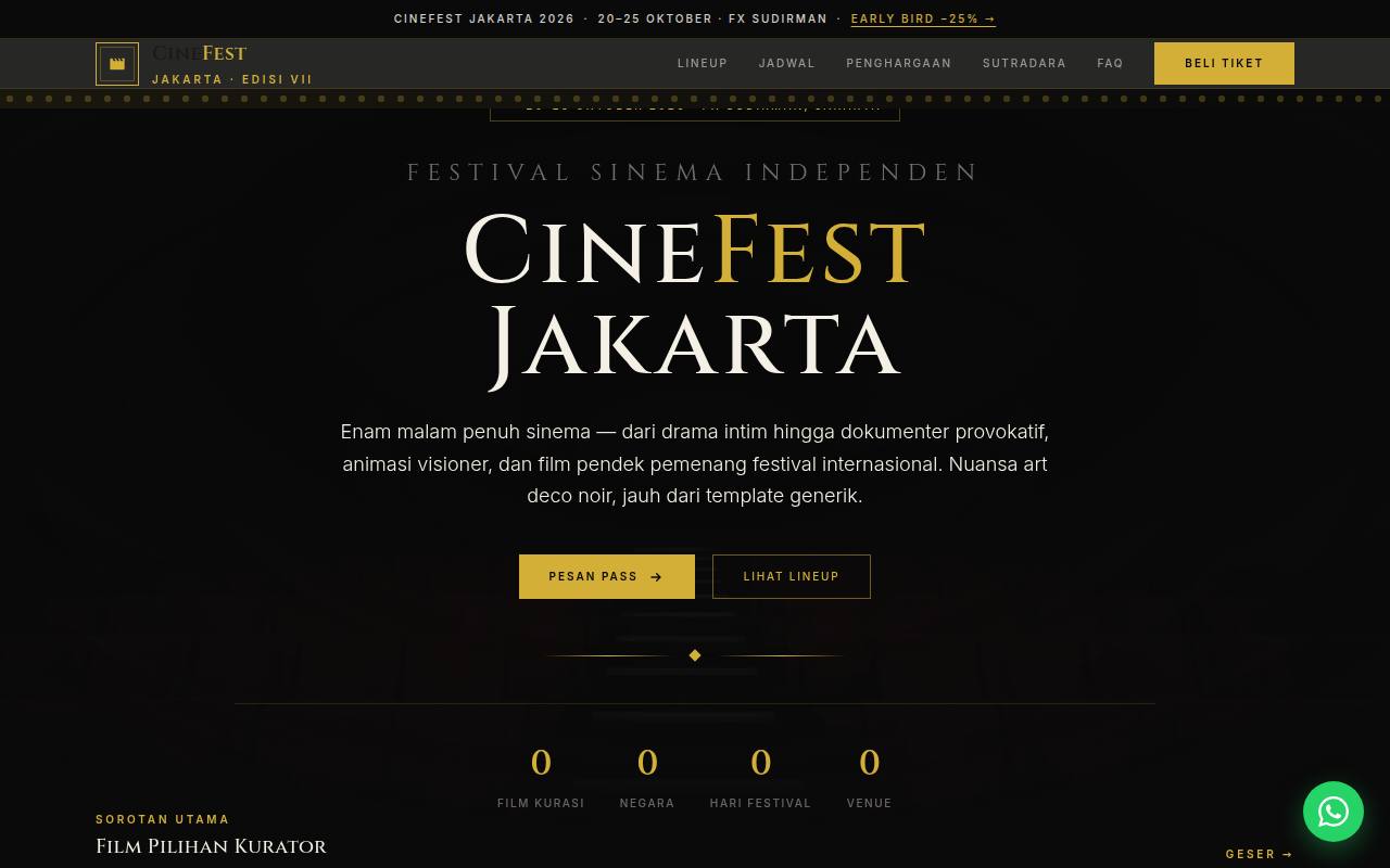 Template Website Festival Film - CineFest Jakarta 2026