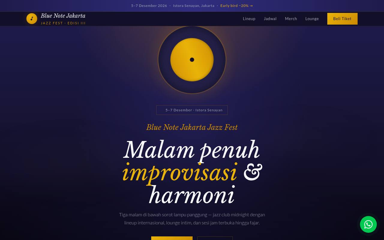 Template Website Festival Musik Jazz - Blue Note Jakarta Jazz Fest