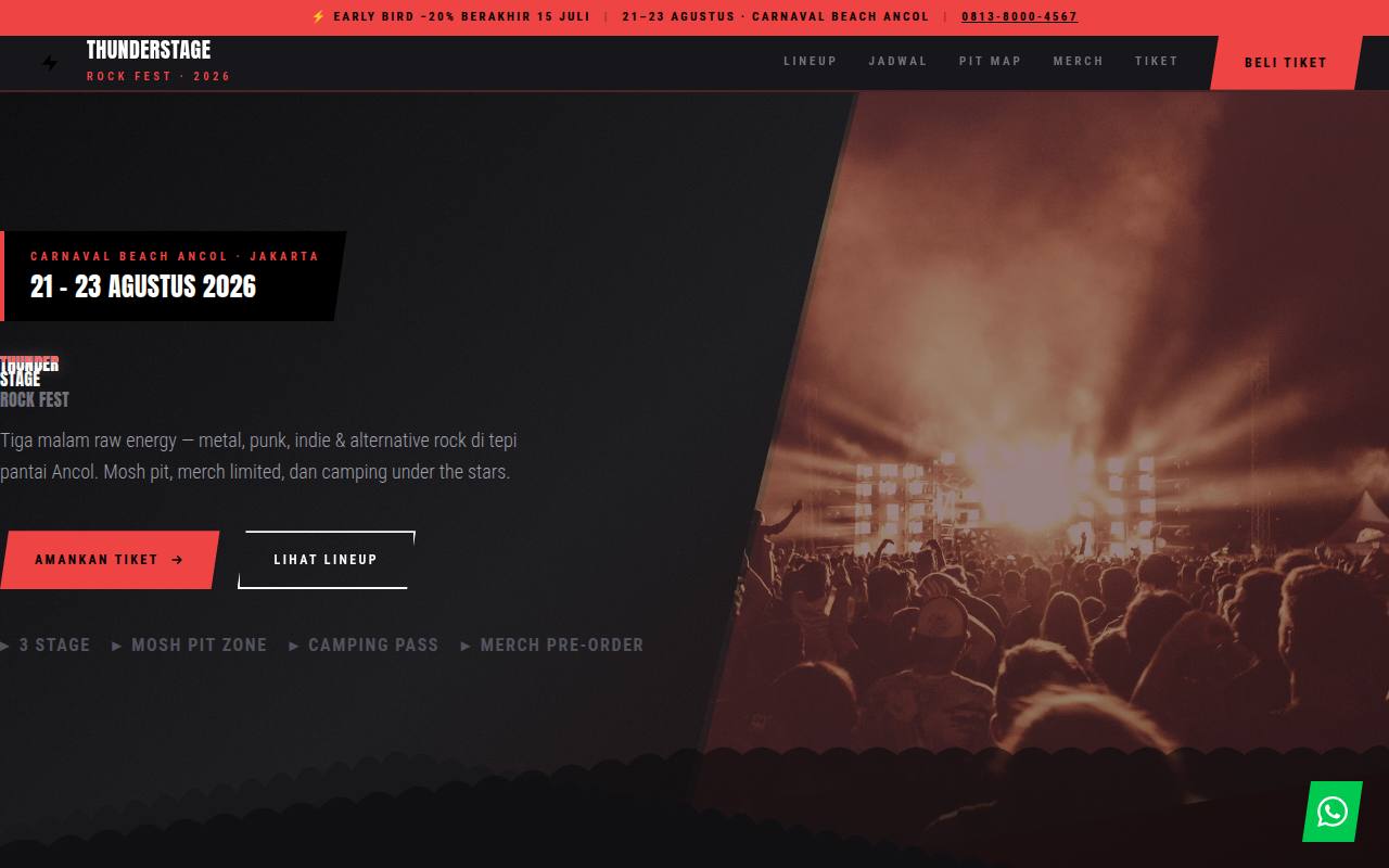 Template Website Festival Musik Rock - Thunder Stage Rock Fest 2026