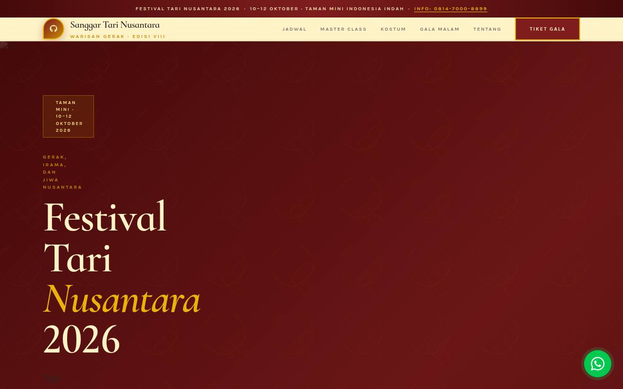 Template Website Festival Tari Tradisional - Sanggar Tari Nusantara