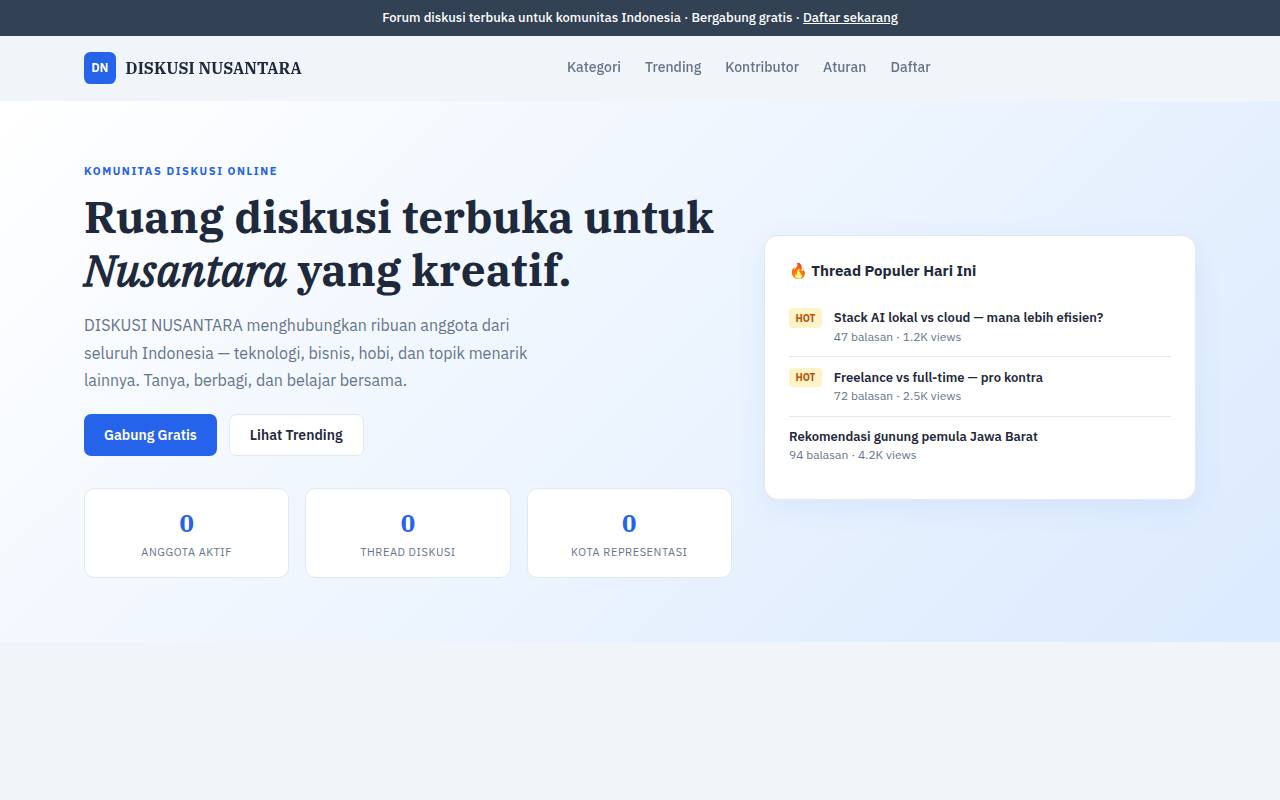 Template Website Forum Diskusi - DISKUSI NUSANTARA