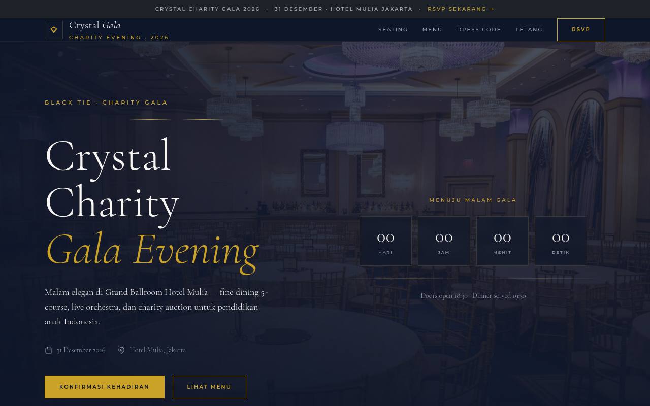 Template Website Gala Dinner - Crystal Charity Gala 2026