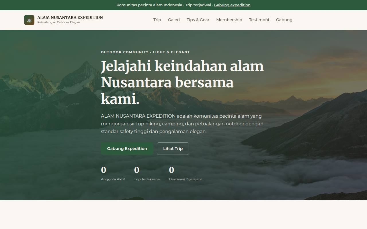 Template Website Grup Pecinta Alam - ALAM NUSANTARA EXPEDITION