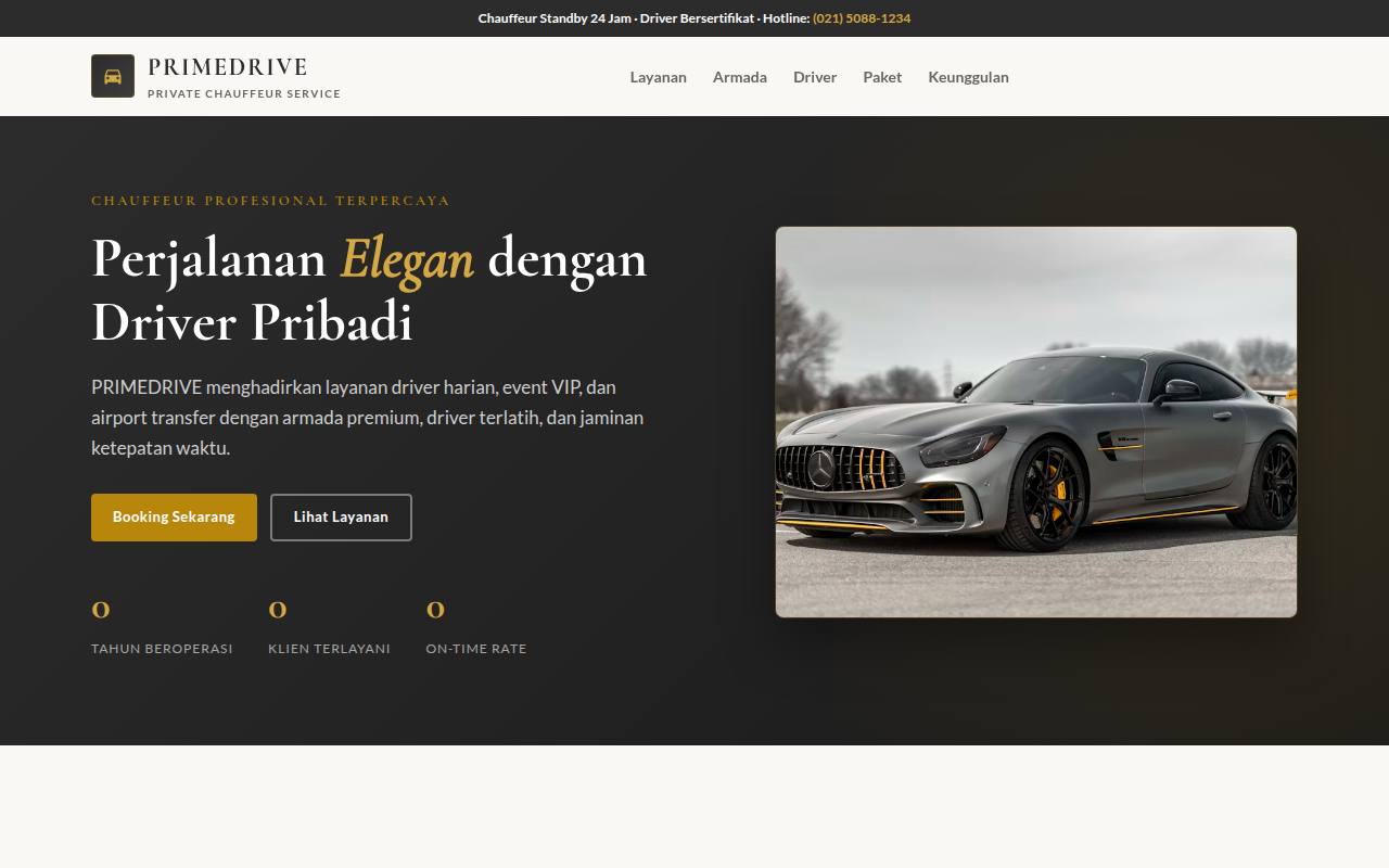 Template Website Jasa Driver Profesional - PRIMEDRIVE