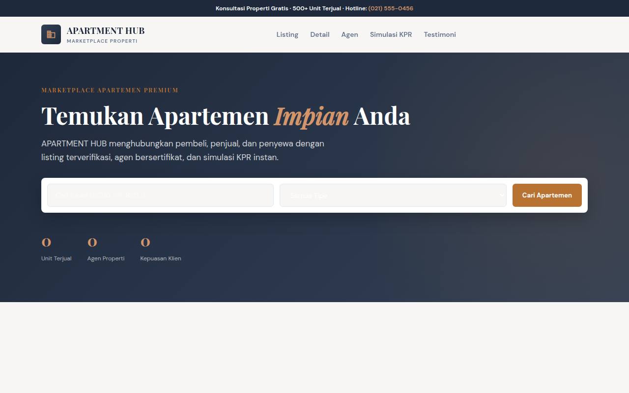 Template Website Jual Beli Apartemen - APARTMENT HUB