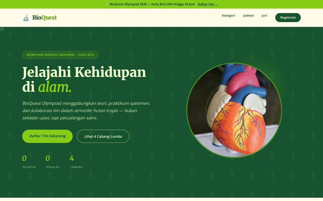 Template Website Kompetisi Biologi - BioQuest Olympiad