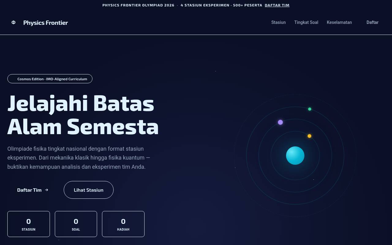 Template Website Kompetisi Fisika - Physics Frontier Olympiad