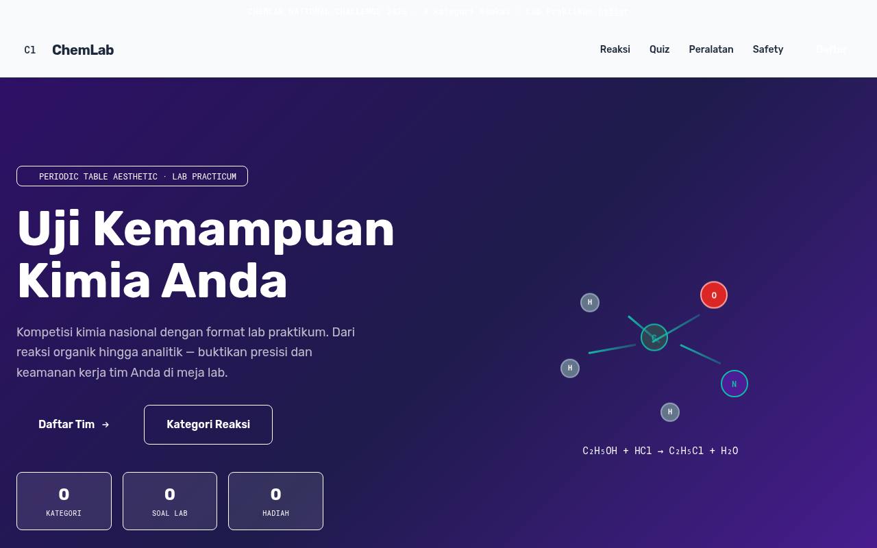 Template Website Kompetisi Kimia - ChemLab National Challenge