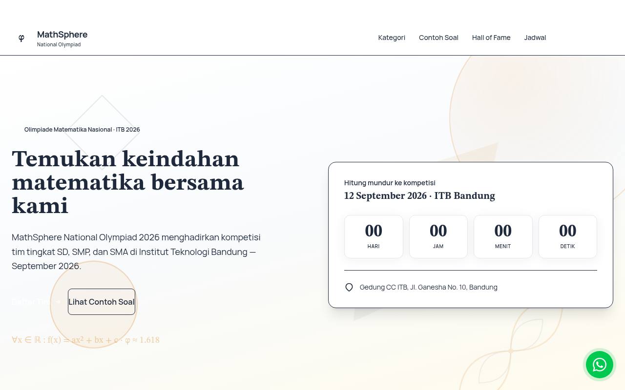 Template Website Kompetisi Matematika - MathSphere National Olympiad