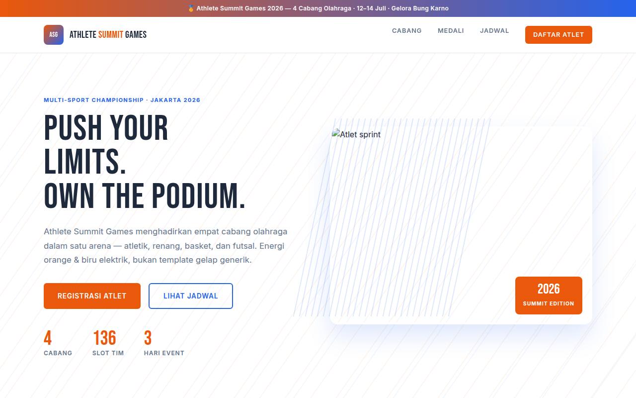 Template Website Kompetisi Olahraga - Athlete Summit Games