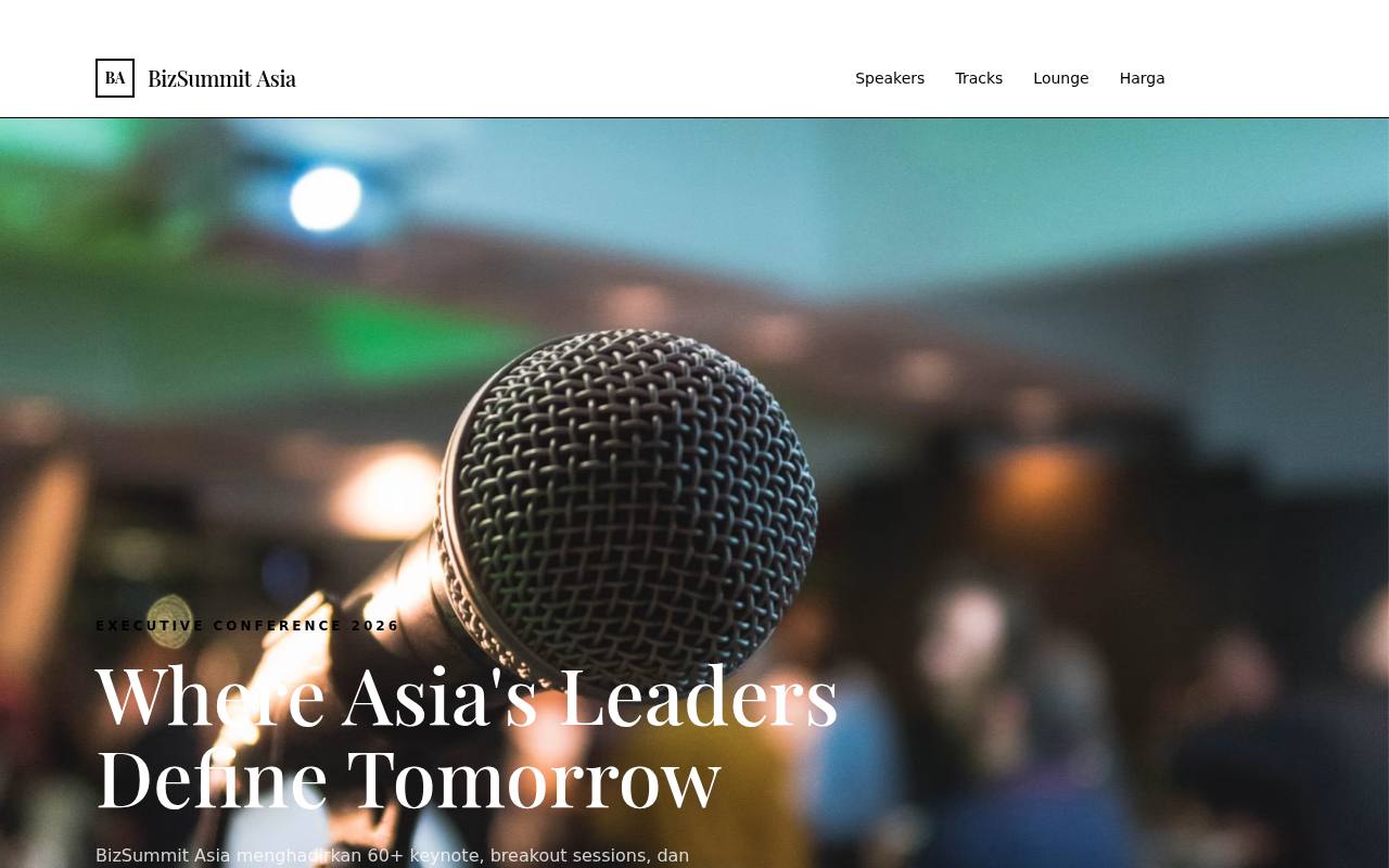 Template Website Konferensi Bisnis - BizSummit Asia