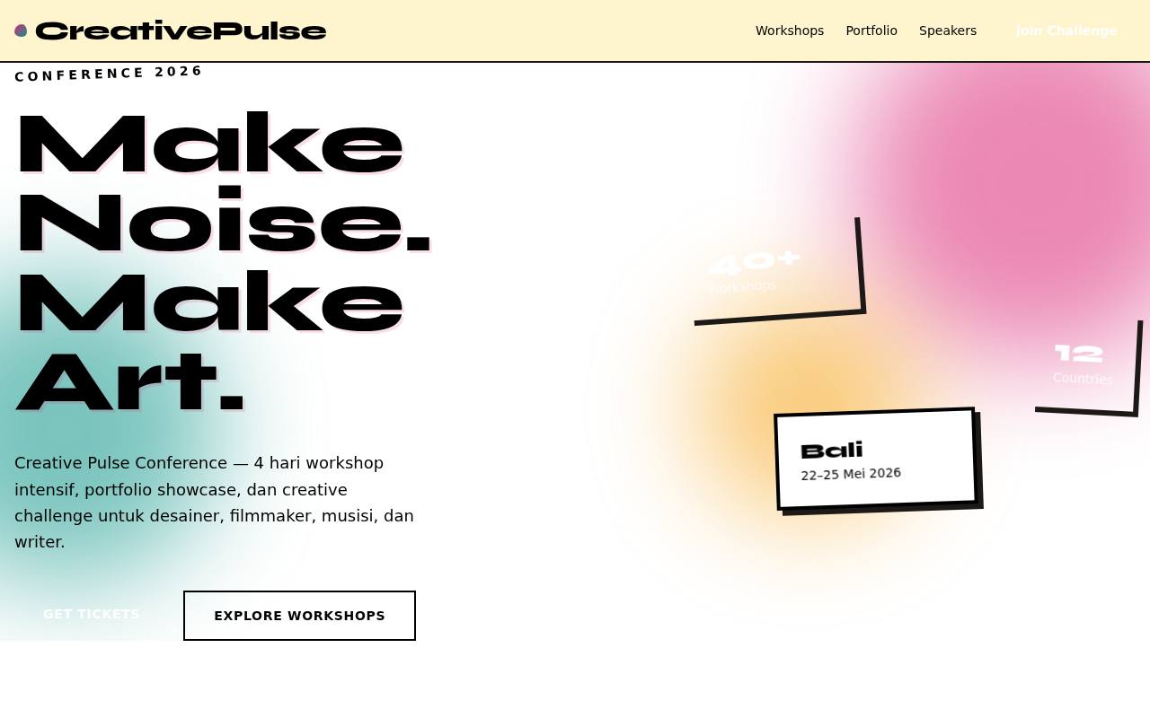 Template Website Konferensi Kreatif - Creative Pulse Conference