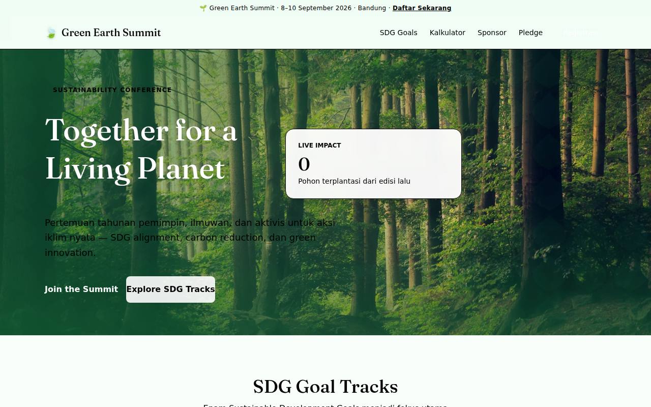 Template Website Konferensi Lingkungan - Green Earth Summit