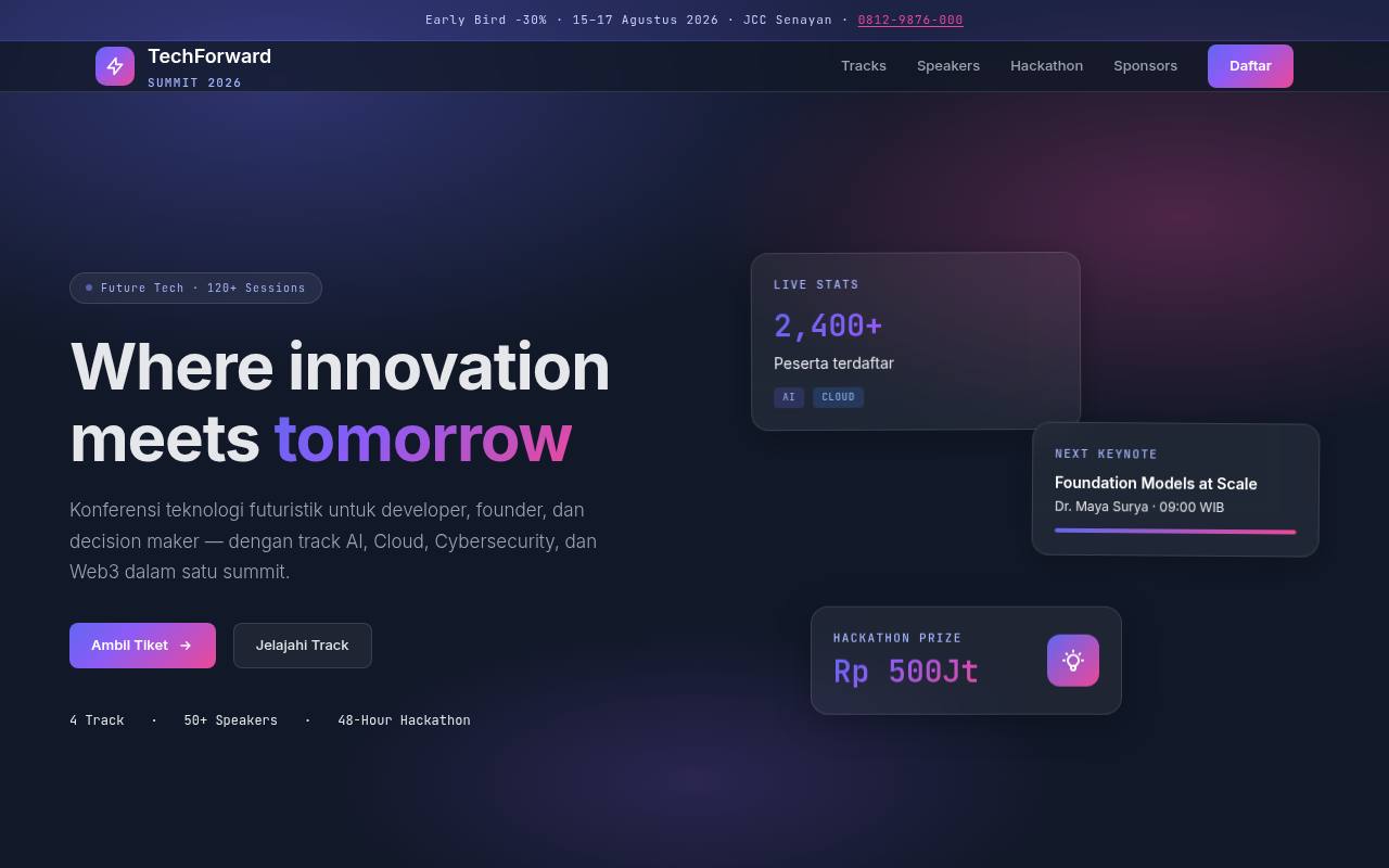 Template Website Konferensi Teknologi - TechForward Summit