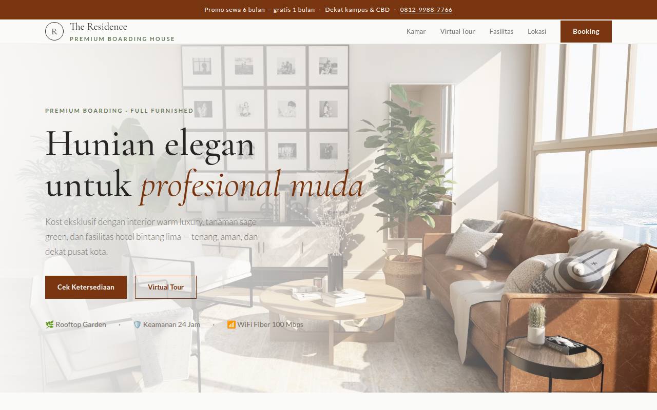 Template Website Kost Eksklusif - The Residence Kost