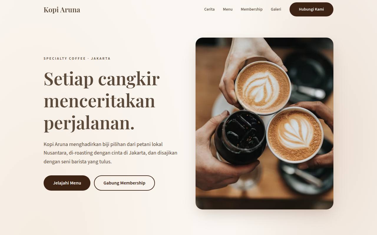 Template Website Landing Coffee Shop - Kopi Aruna