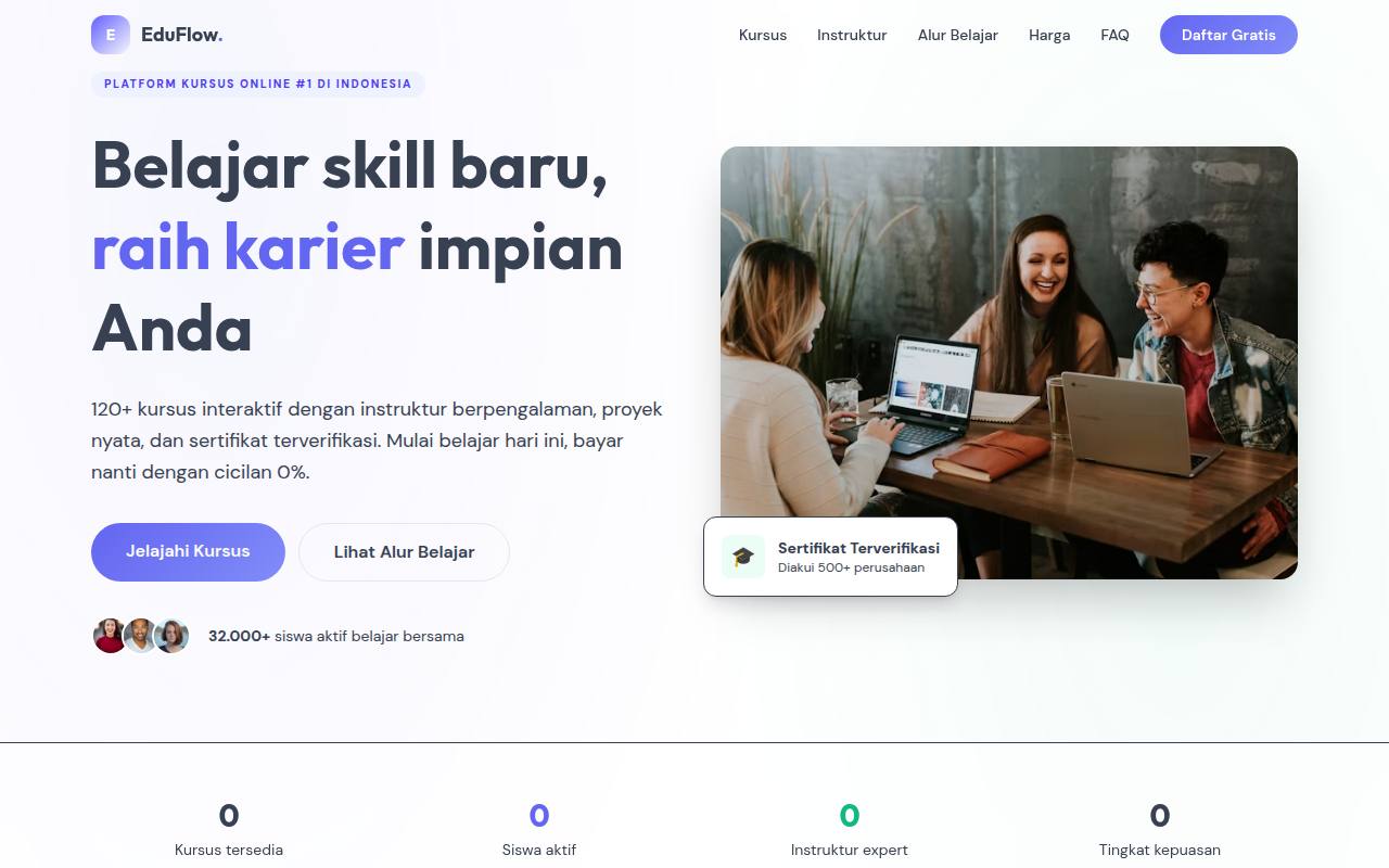 Template Website Landing Kursus Online - EduFlow Academy