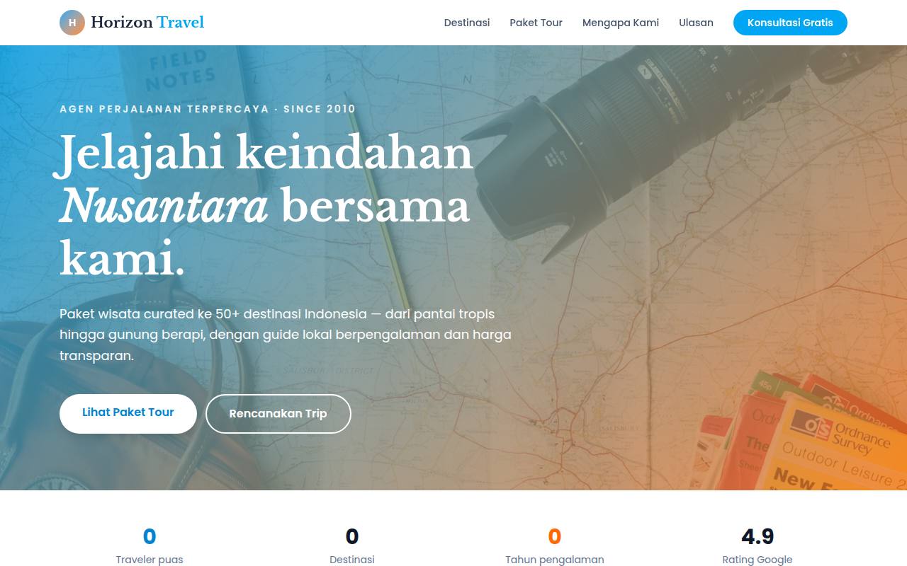 Template Website Landing Travel & Tour - Horizon Travel