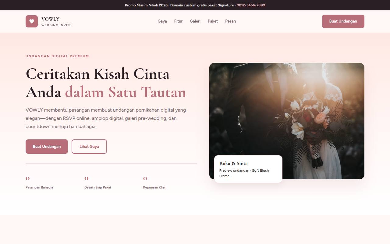 Template Website Landing Undangan Pernikahan - VOWLY