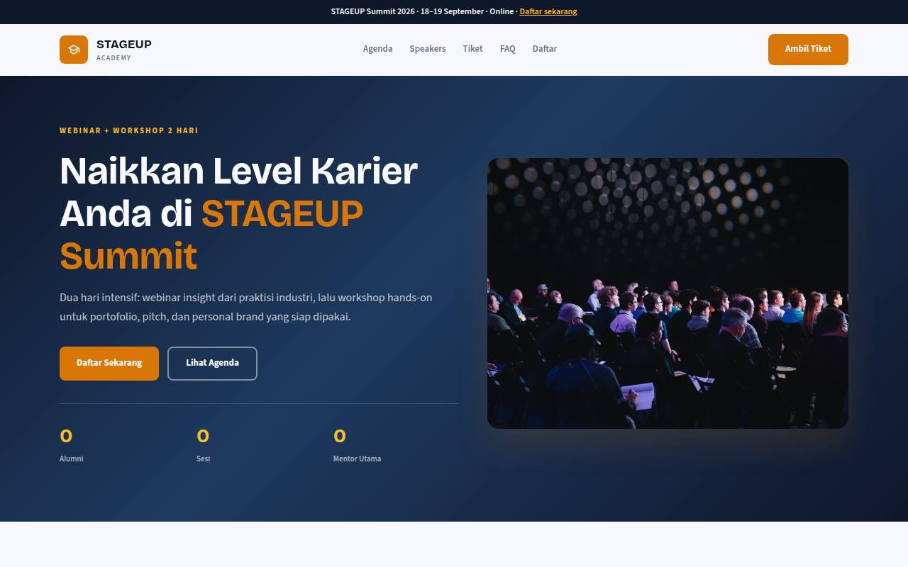 Template Website Landing Webinar & Workshop - STAGEUP
