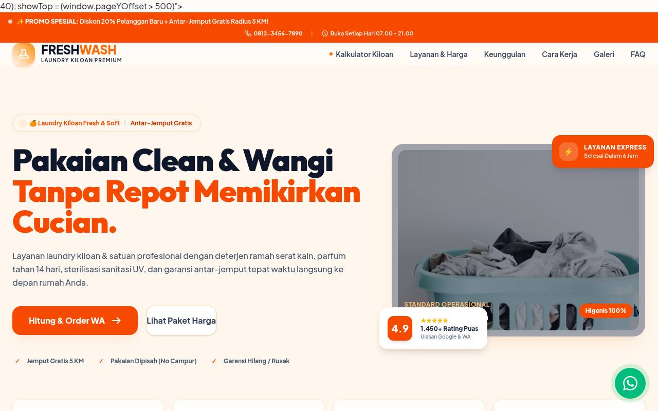 Template Website Laundry Kiloan - Tailwind CSS CDN
