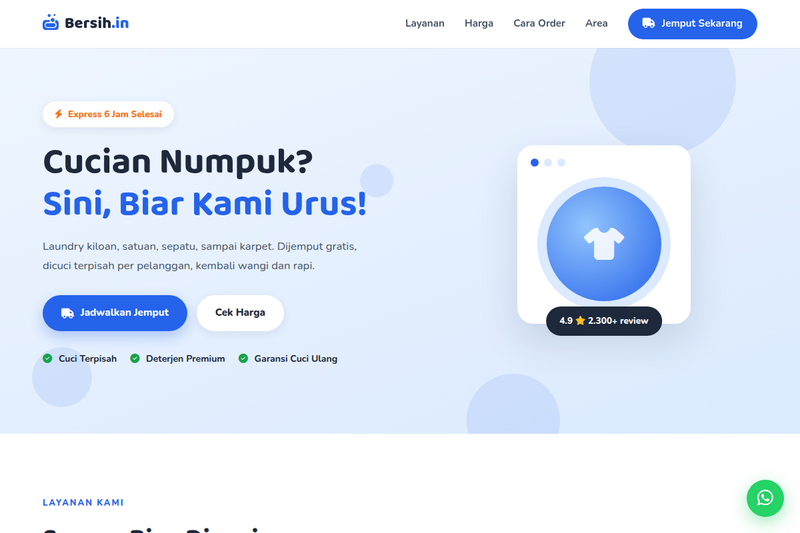 Template Website Laundry - Bersih.in