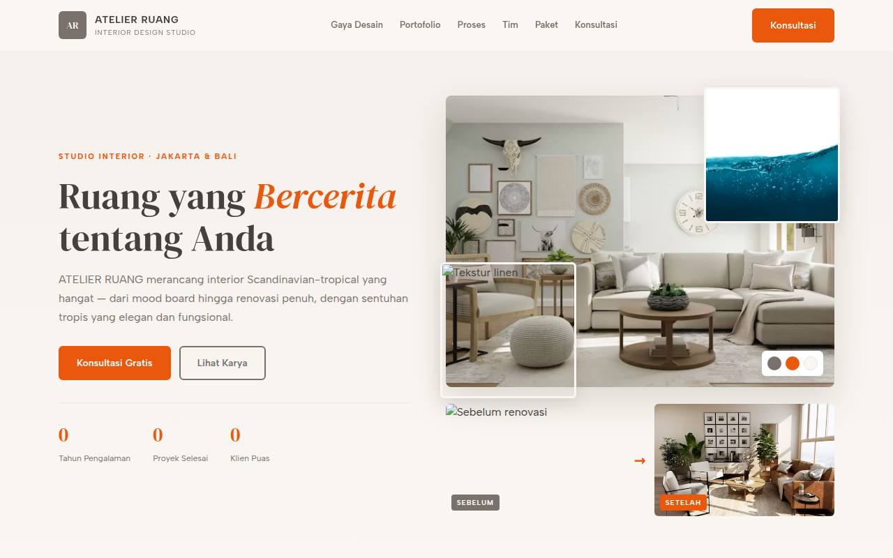 Template Website Layanan Interior Design - ATELIER RUANG