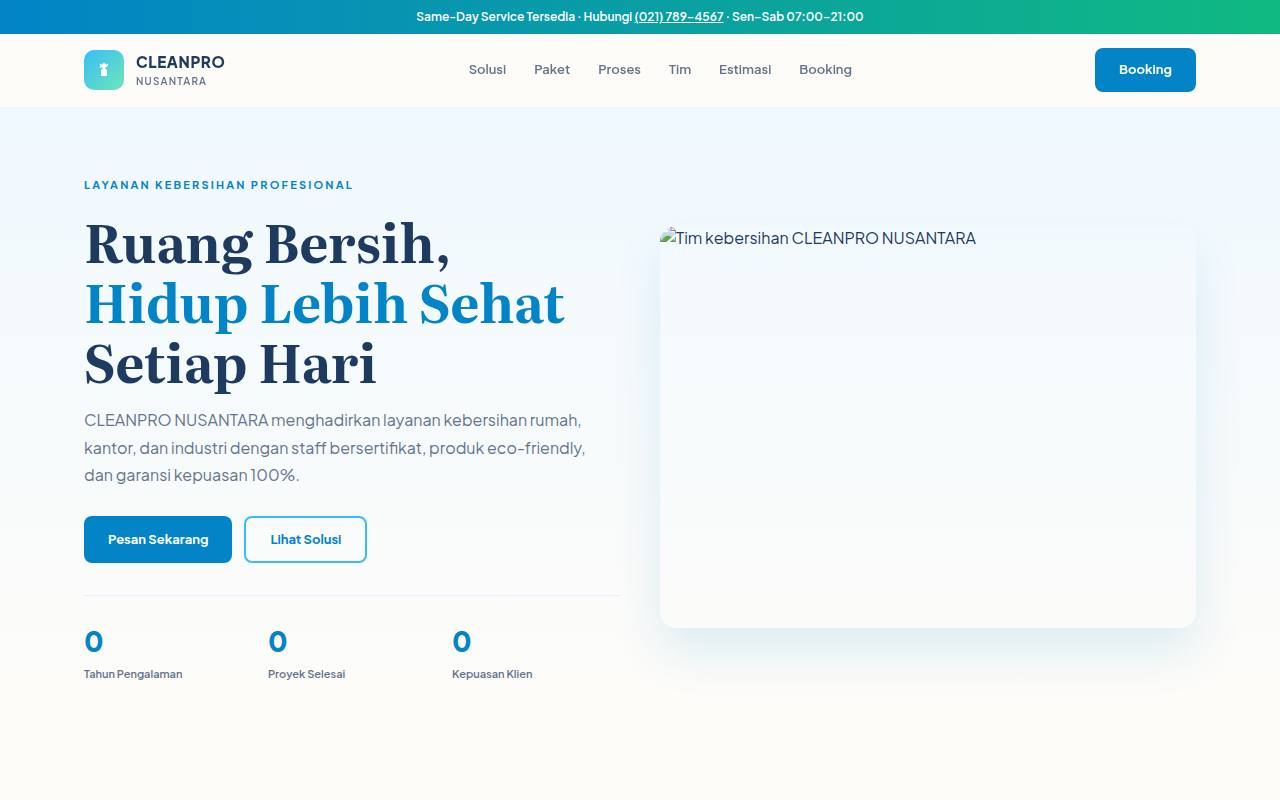 Template Website Layanan Kebersihan - CLEANPRO NUSANTARA