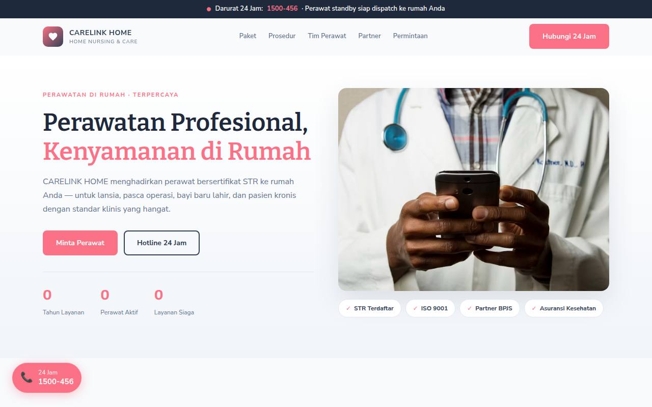 Template Website Layanan Perawat Homecare - CARELINK HOME