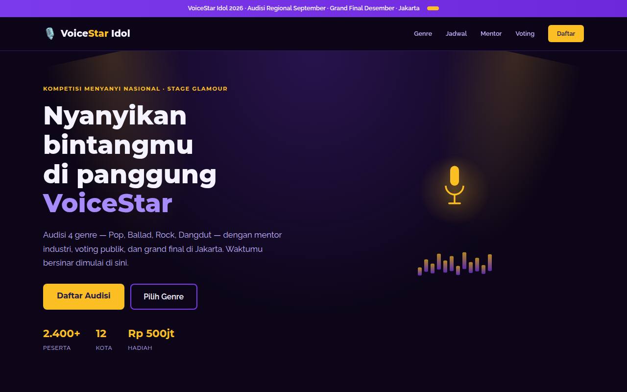 Template Website Lomba Menyanyi - VoiceStar Idol