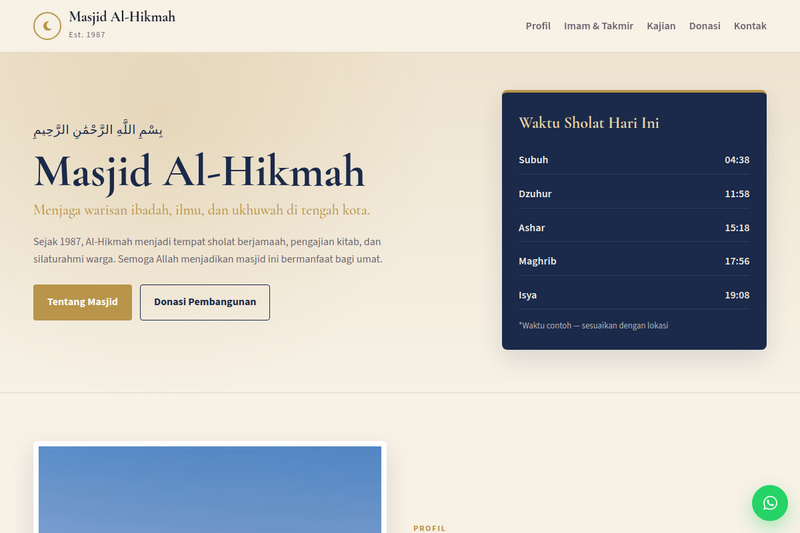 Template Website Masjid Klasik - Al-Hikmah