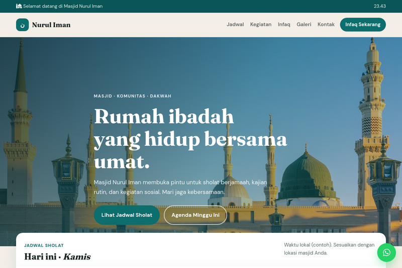Template Website Masjid Modern - Nurul Iman