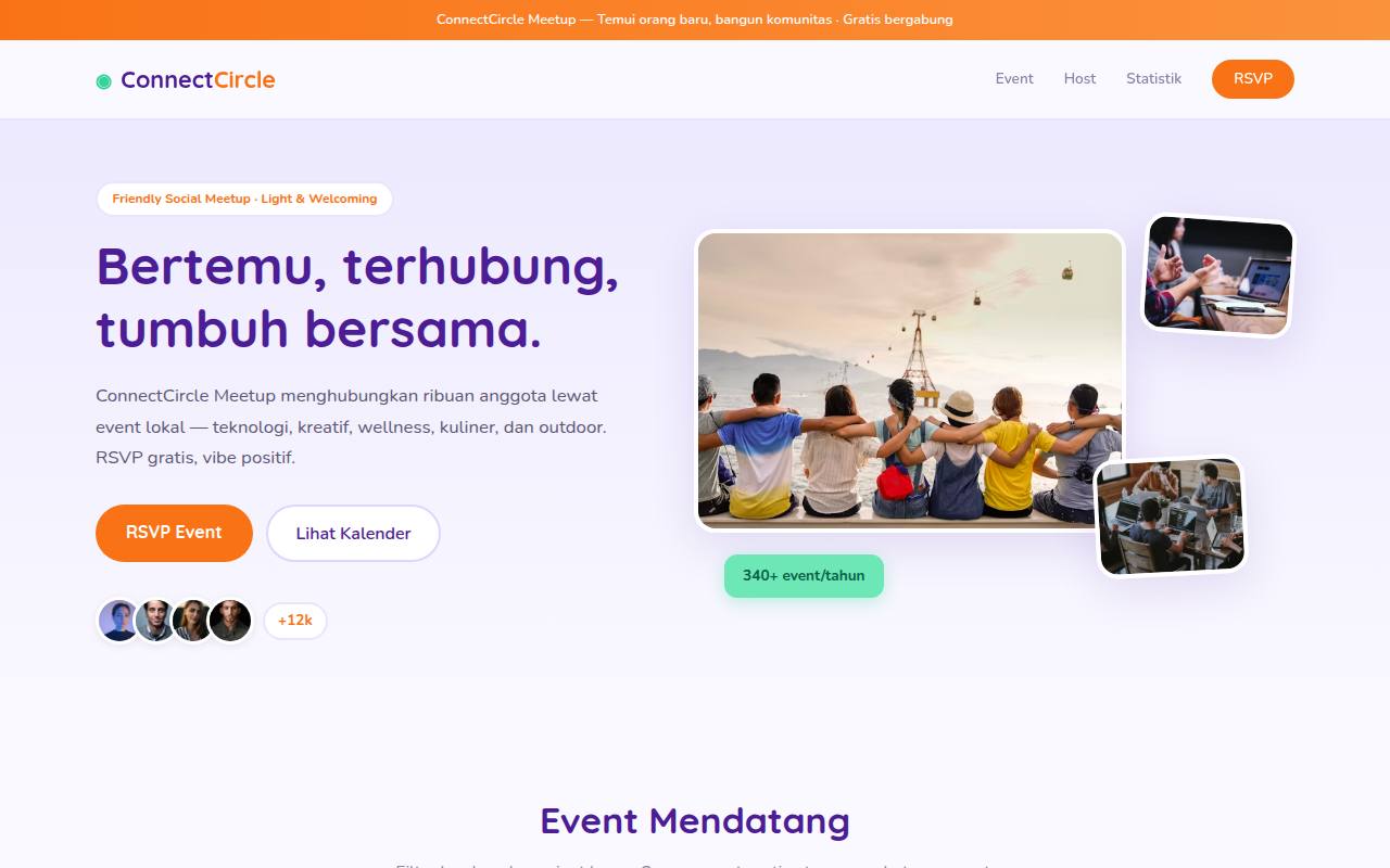 Template Website Meetup Komunitas - ConnectCircle Meetup