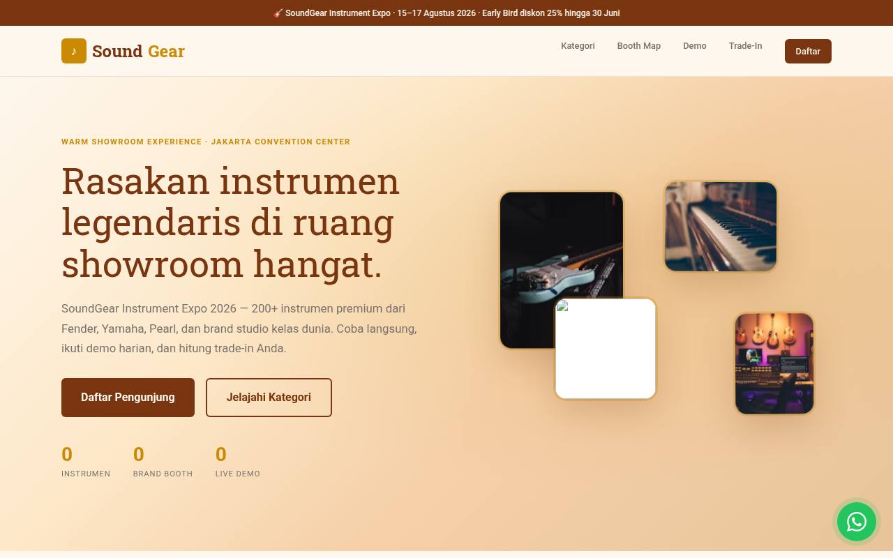 Template Website Pameran Alat Musik - SoundGear Instrument Expo 2026