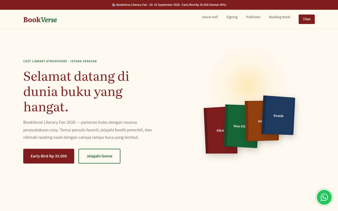 Template Website Pameran Buku - BookVerse Literary Fair 2026