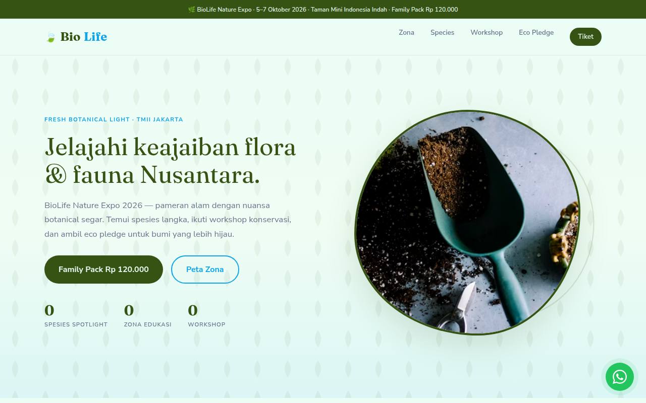 Template Website Pameran Flora Fauna - BioLife Nature Expo 2026